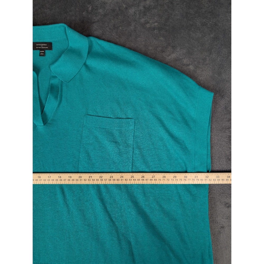 Banana Republic Cotton Linen‎ Blend Johnny Collar Knot  Green Oversized XL/XXL - Picture 8 of 9